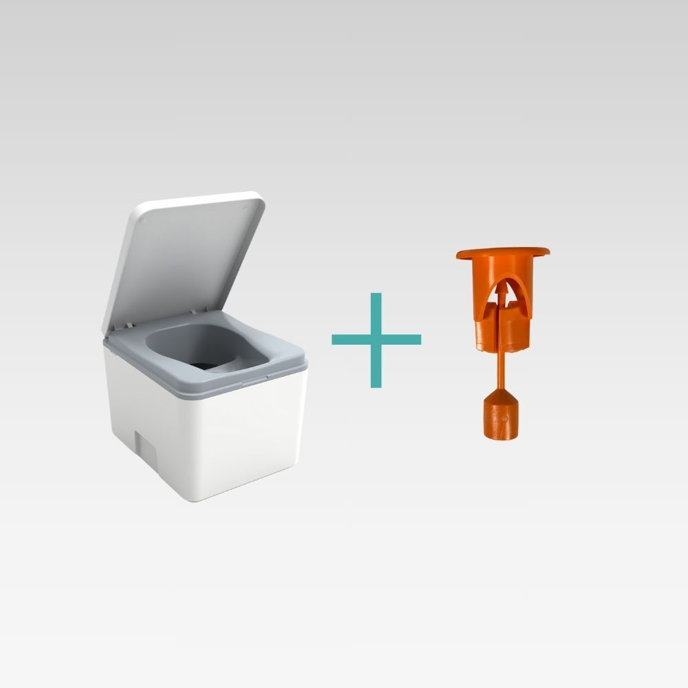 Compact white Evo S composting toilet with built-in urinometer for clean, efficient separation